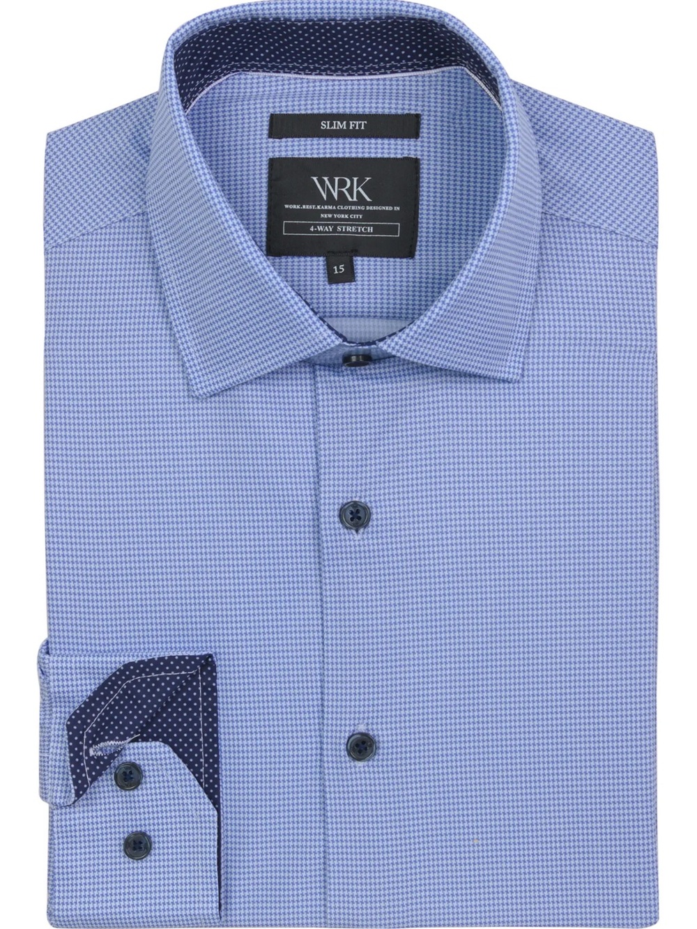 W.R.K Slim Fit Houndstooth Print Recycled Performance Stretch Dress Shirt